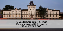 Attēls ar Biroja ēku, Biroja adrese, e-pasta adrese, tālruņa numurs