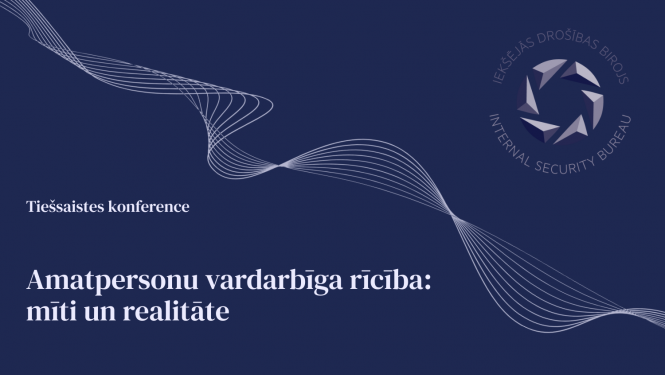 Tumši zils fons, Iekšējās drošības biroja logo, konferences nosaukums 