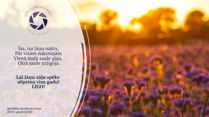 Apsveikums ar tekstu un ziedošu pļavu