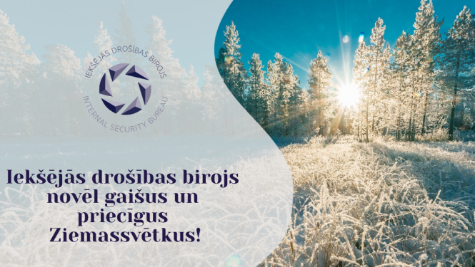 Apsveikums ar IDB logo, sauli, kokiem, novēlējumu