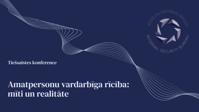 Tumši zils fons, Iekšējās drošības biroja logo, konferences nosaukums 